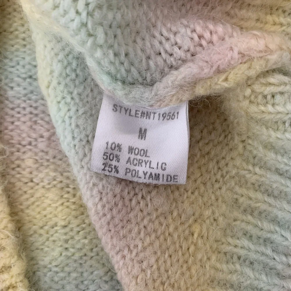 Lumiere Pastel Rainbow Striped Knit Sweater Soft Cozy‎ Pullover Medium